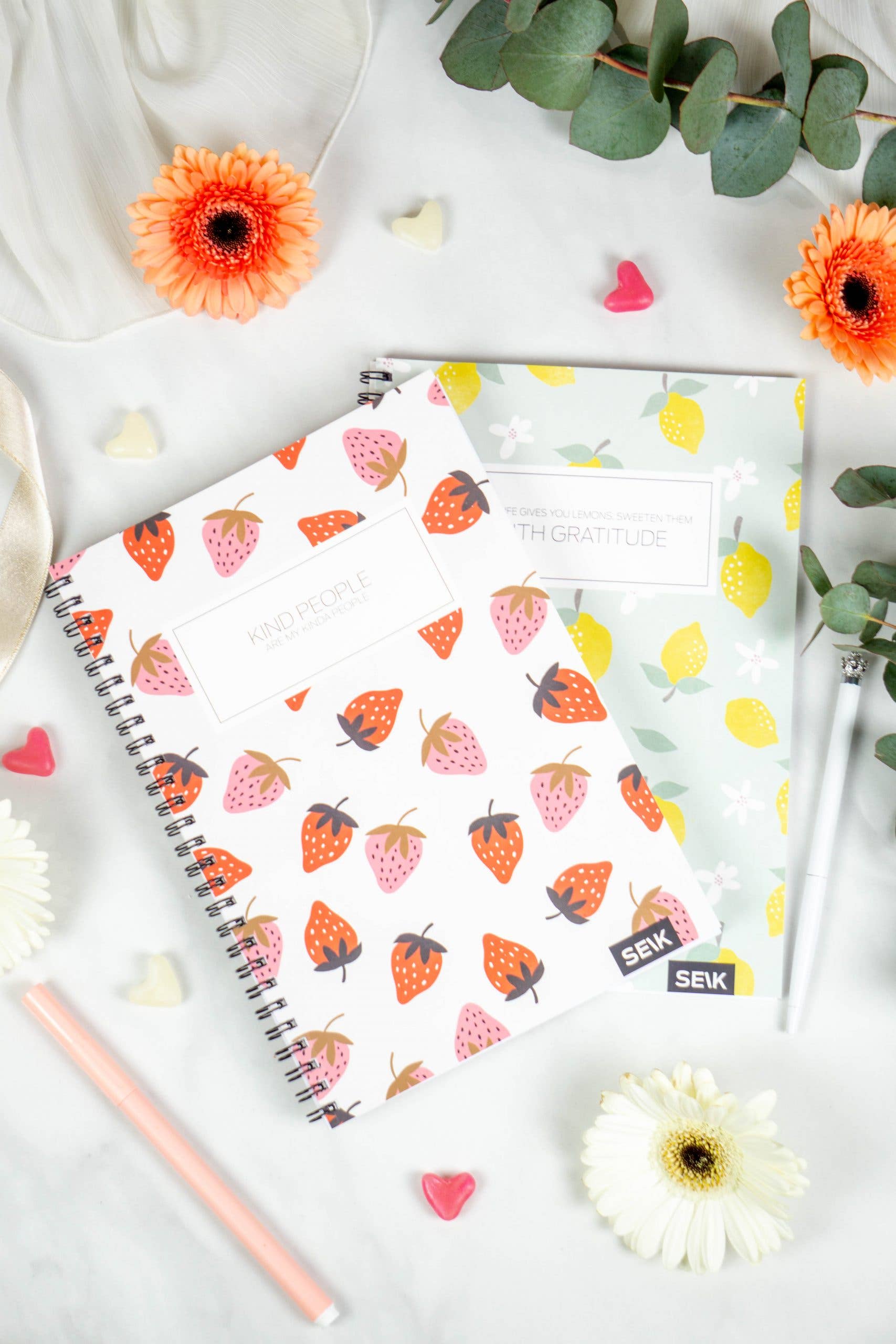 Bullet Journal With Spiral Binding; Strawberries