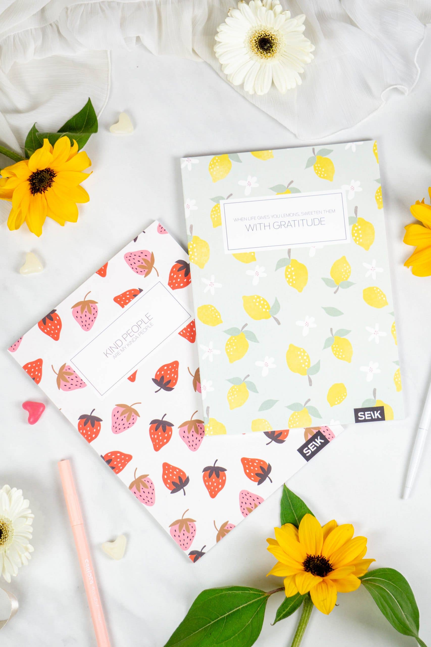 Bullet Journal / Dotted Notebook strawberries & lemons (2pcs
