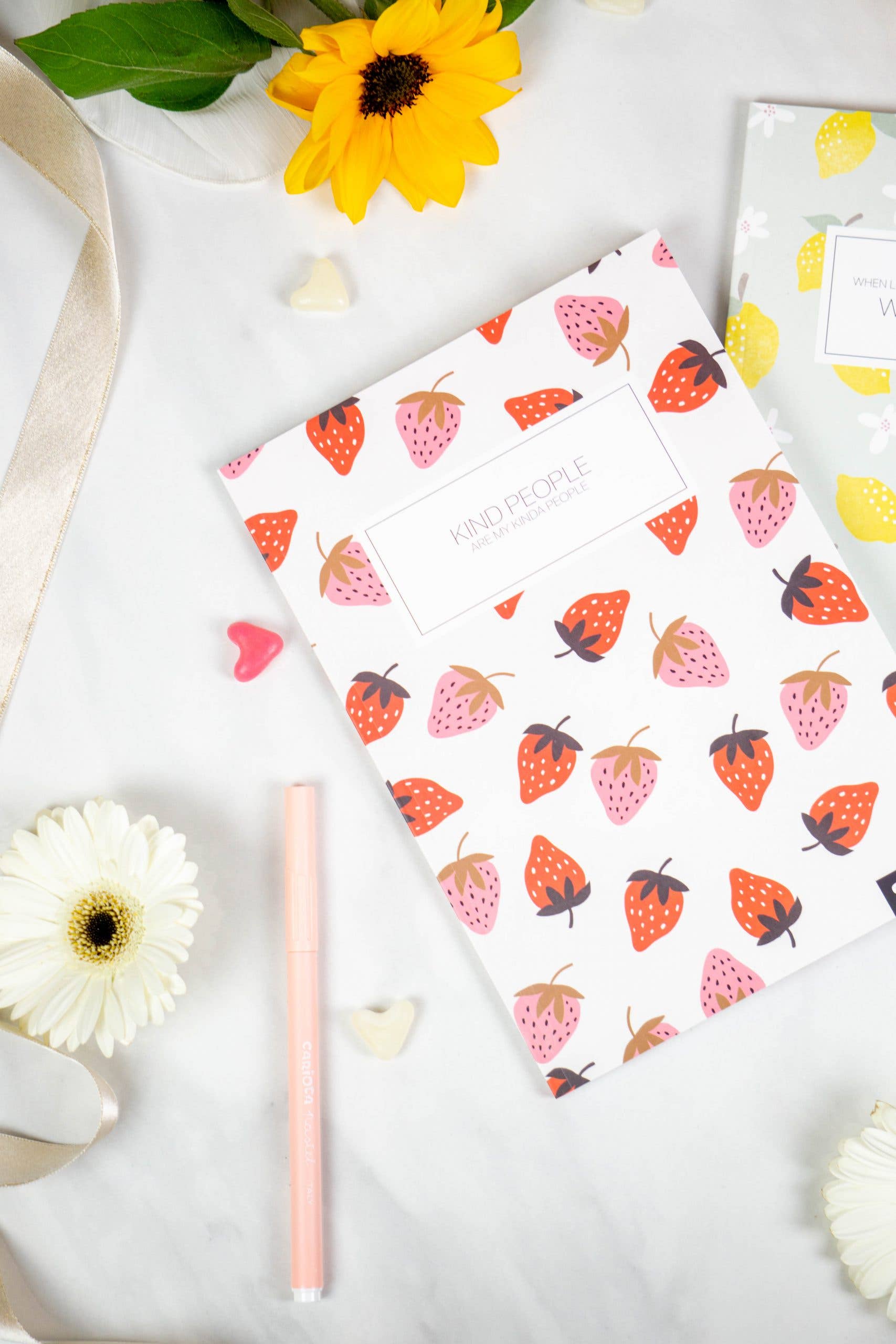 Bullet Journal / Dotted Notebook strawberries & lemons (2pcs - Image 3