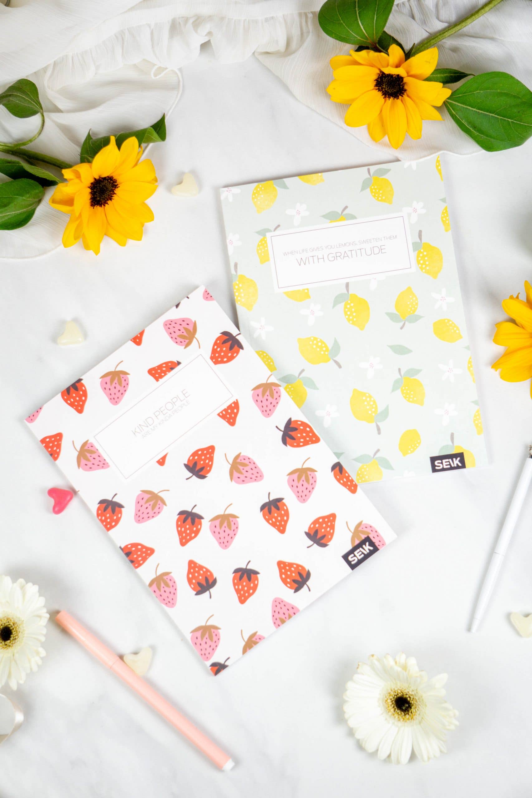 Bullet Journal / Dotted Notebook strawberries & lemons (2pcs - Image 2